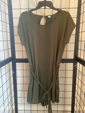 Old Navy Olive Green Tie-Front Shorts Romper